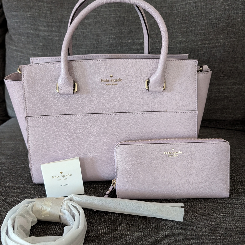 kate spade Pebbled Leather Tote & Wallet in Light Purple